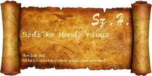 Szőke Honóriusz névjegykártya